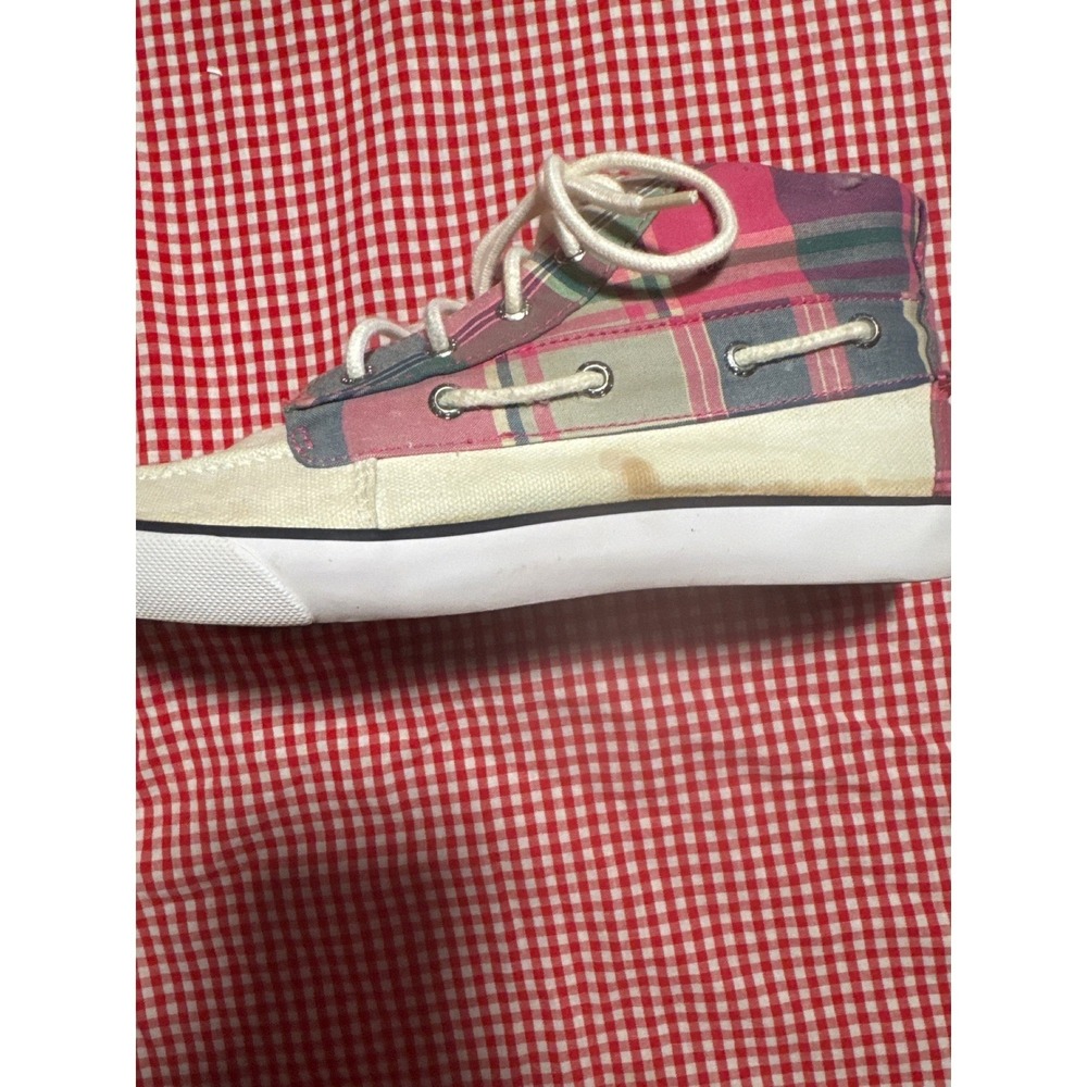Polo Ralph Lauren Women Canvas Plaid High Top Sneakers Shoes Size 5.5 - Picture 3 of 7